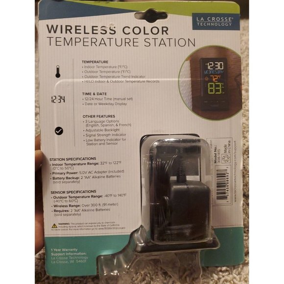308-1415 La Crosse Technology Wireless Color Temperature Station with TX141-BV2 - Picture 2 of 2